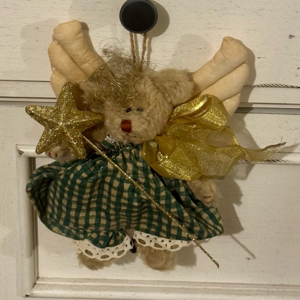 Charming Teddy Bear Angel Ornament Cottage Core Christmas Decoration Vintage